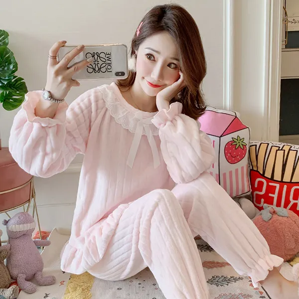 민트코코아 여성용 수면잠옷 인조밍크 상하의세트 달콤한낮잠