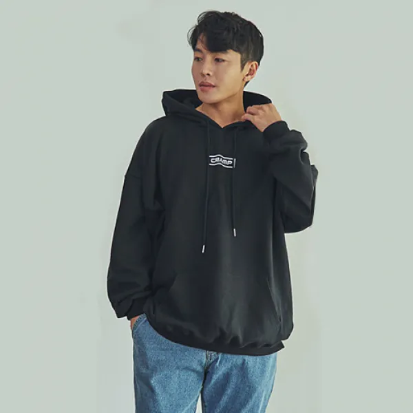 빅사이즈클럽 CRAMP 사각나염워싱 후드티