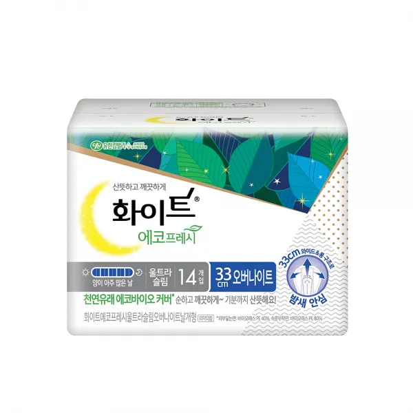 화이트 에코프레시 울트라슬림 오버나이트, 14개입, 1개