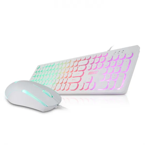 앱코 Hacker Rgb Led 멤브레인 키보드 + 마우스 Km110 화이트