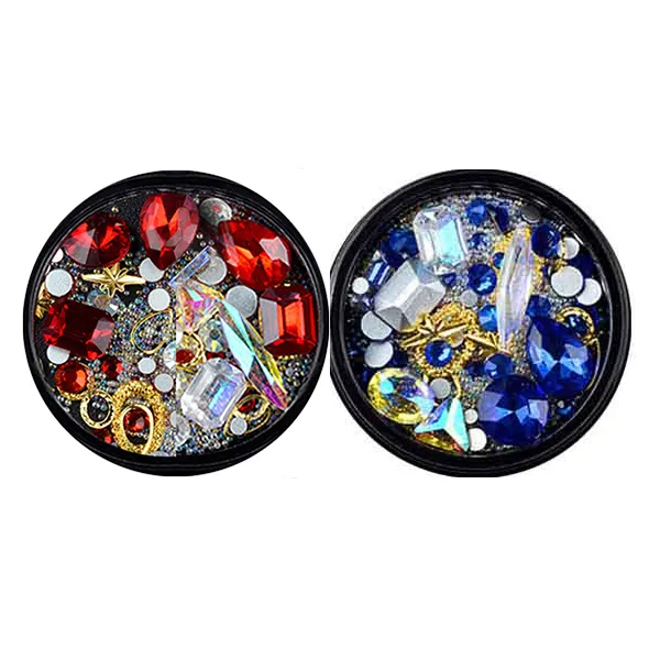 어썸젤리 셀프네일 고급 스퀘어 케미 평네일 스톤 2종 세트 블루 레드 2b 32 2b 34 1세트