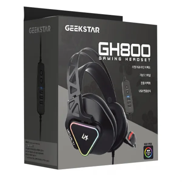 긱스타 가상 7.1 Real Rgb Enc 진동 게이밍 헤드셋 Gh800 혼합 색상