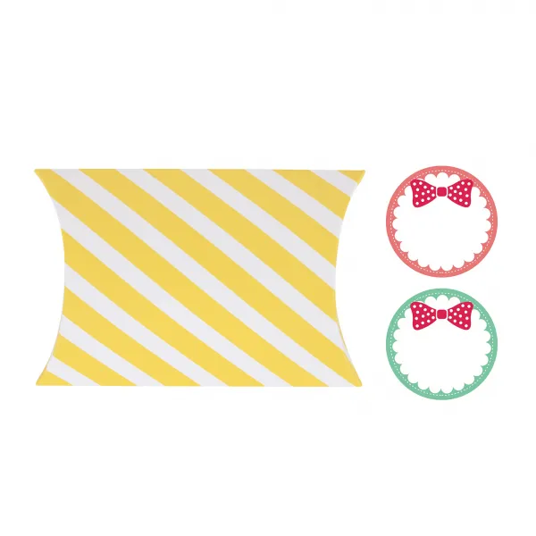 스트라이프 옐로우 선물 상자 40p + 리본 메모 스티커 40p 혼합 색상 1세트