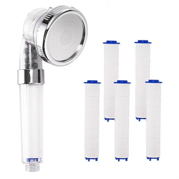 네이쳐리빙 물쎈 3기능 수압상승 정수필터 샤워기 + 필터 6p 1세트