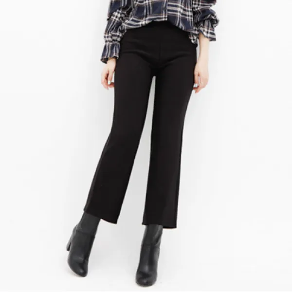 가비진 여성용 기모 인조융털 밴딩바지 일자 세미와이드 84a