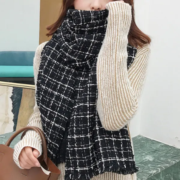 콩 클래식 로우니격자 겨울 머플러
