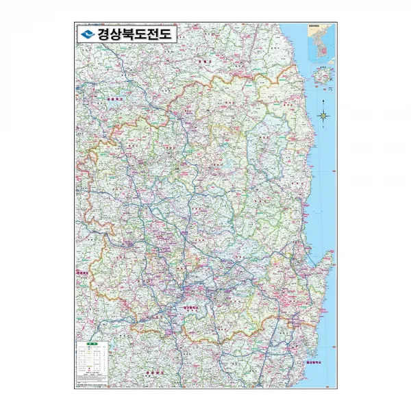 지도닷컴 경상북도전도 코팅형 78 x 110 cm + 전국행정도로지도, 1세트