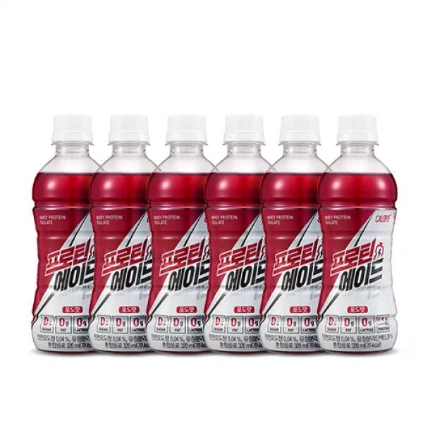 칼로바이 프로틴에이드 유청단백질 WPI 헬스보충제 음료 포도맛, 320ml, 6개