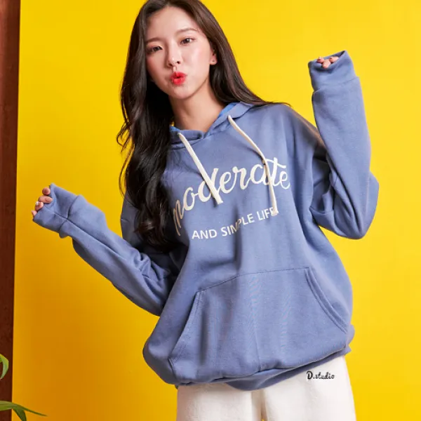 반에이크 오 여성용 모모 기모 후드티