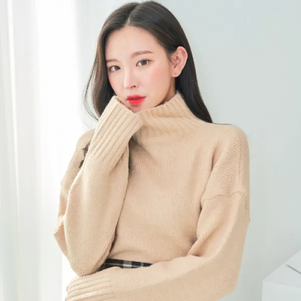 반에이크 오 여성용 윙클 크롭 폴라니트