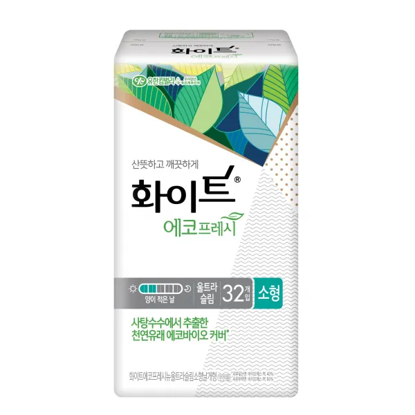 화이트 에코프레시 소형 생리대 울트라슬림 32, 32개입, 1팩