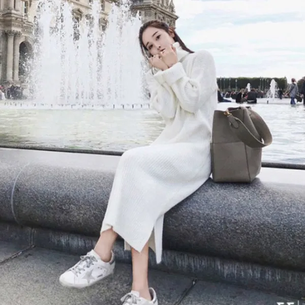 루나걸 오하라 진주코사지 니트 원피스