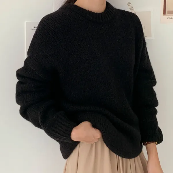 아모르데이 여성용 히릿라운드 민자 심플 소프트 스웨터