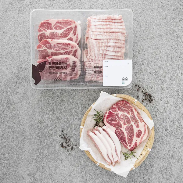 모아미트 보리먹인 목살 항정살 반반팩 구이용 (냉장), 1kg, 1개