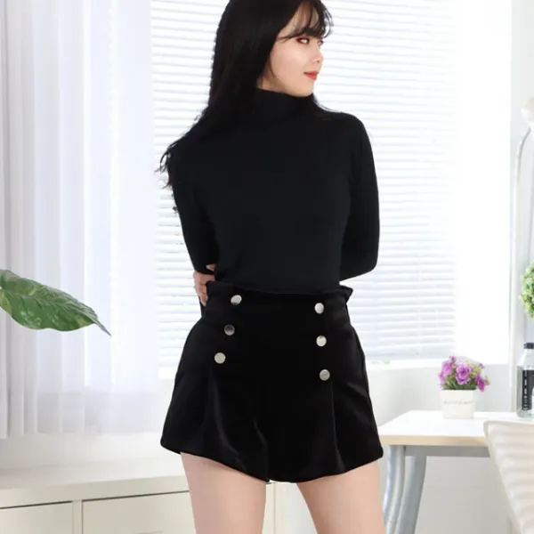 페이퍼먼츠 여성용 겨울 하이웨스트 더블 쓰리 벨벳 핫팬츠 7207