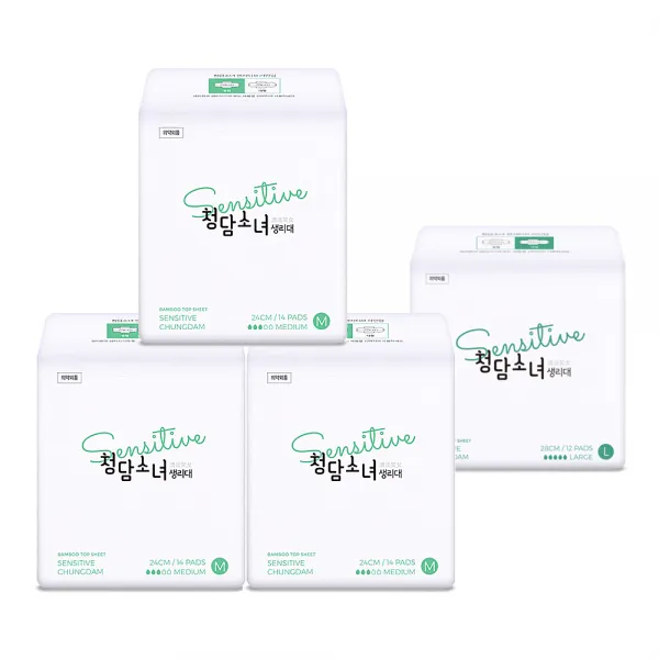 청담소녀 센서티브 중형 생리대 날개형 3p + 대형 생리대 날개형 세트, 1세트