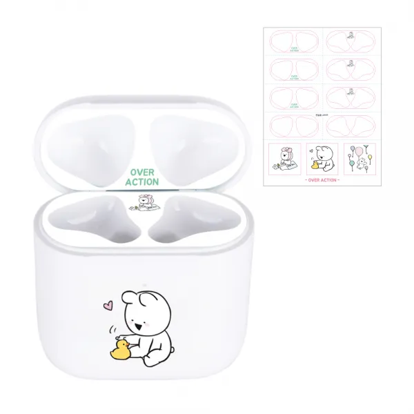 오버액션 토끼 에어팟 철가루 방지 스티커, 단일 상품, 화이트