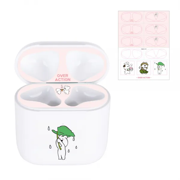 오버액션 토끼 에어팟 철가루 방지 스티커, 단일 상품, 핑크