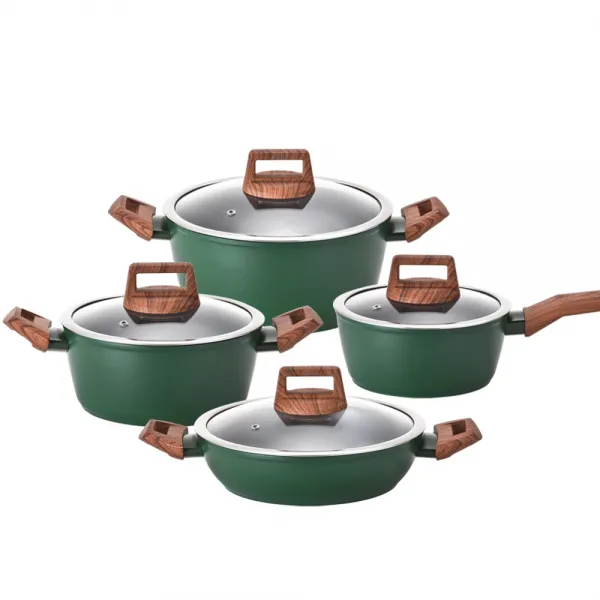 키친플라워 쿠킨 IH 인덕션 그린우드 냄비 세트 4p, 혼합 색상, 편수 냄비 18cm + 양수 냄비 20cm + 24cm + 전골 냄비 24cm