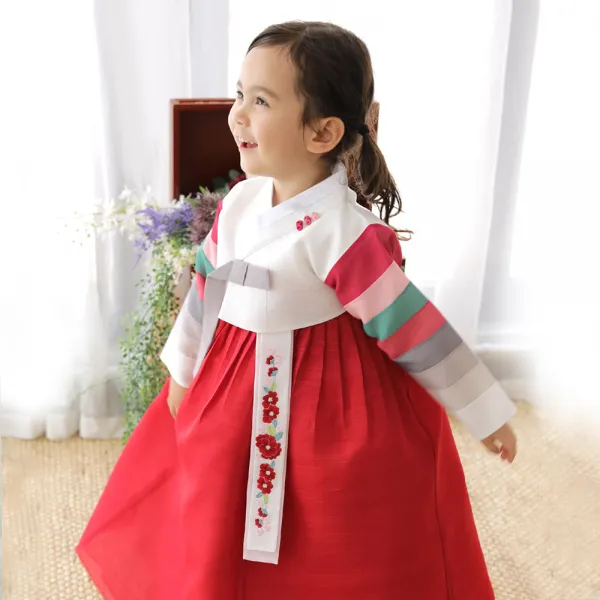 아가명주 여아용 색동해님 한복