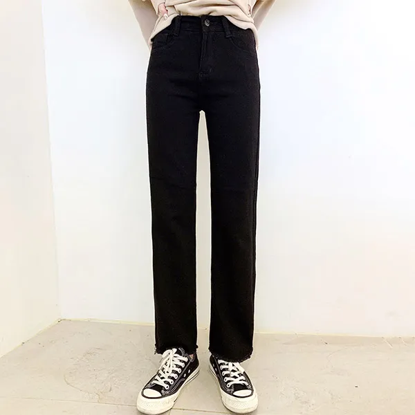 여성용 롱라인 기모 일자팬츠