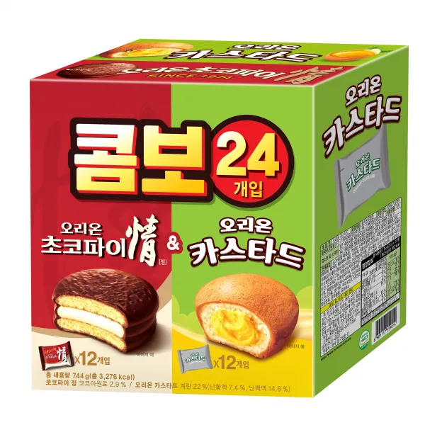 오리온 초코파이 정 39g x 12p + 카스타드 23g x 12p, 1세트