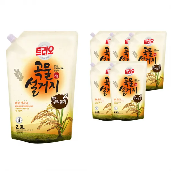 트리오 곡물설거지 주방 세제 우리쌀겨, 2.3L, 6개