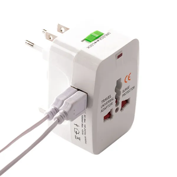 플라이토 해외 여행용 USB 멀티아답터 2포트 + 파우치 JS-1004, 1세트