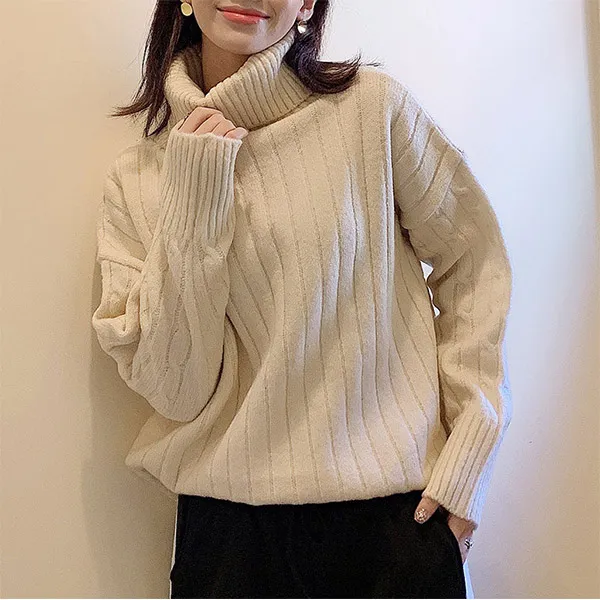 오키진 여성용 치스터 터틀넥 니트
