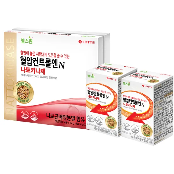 롯데헬스원 혈압컨트롤엔N 나토키나제 건강기능식품, 30개입, 2개