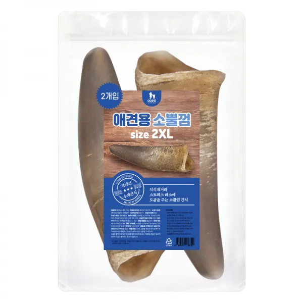 웁스 강아지 소뿔껌 간식 2XL 2p, 소뿔, 1개