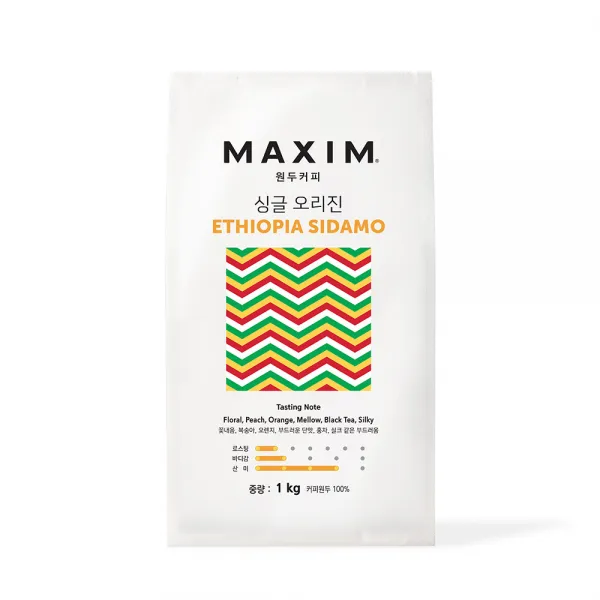 맥심 원두커피 싱글 오리진 에티오피아 시다모, 홀빈(분쇄안함), 1kg