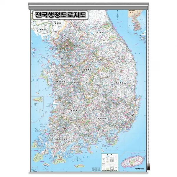 지도닷컴 롤스크린형 텐트천 전국 행정 도로 지도 중 150 x 110 cm + 클립 + 피스 + 세계지도 세트, 1세트