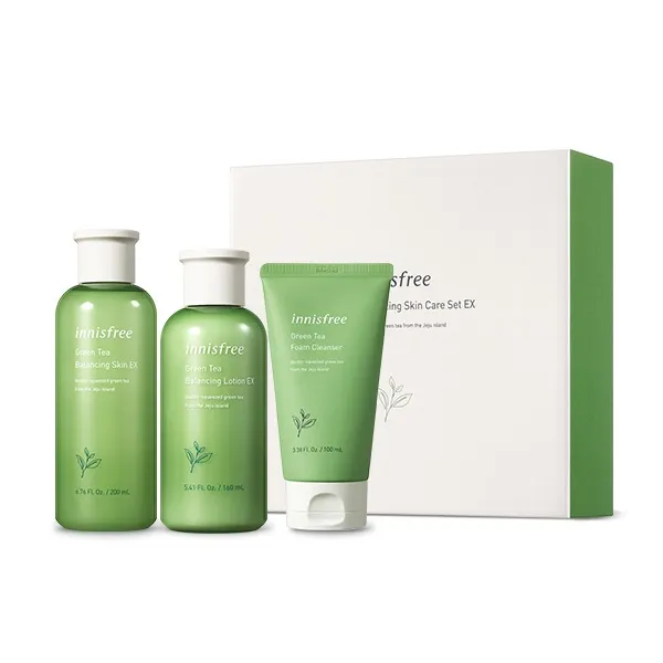 이니스프리 그린티 밸런싱 스킨케어 세트 EX 스킨 200ml + 로션 140ml + 폼클렌저 100ml, 1세트