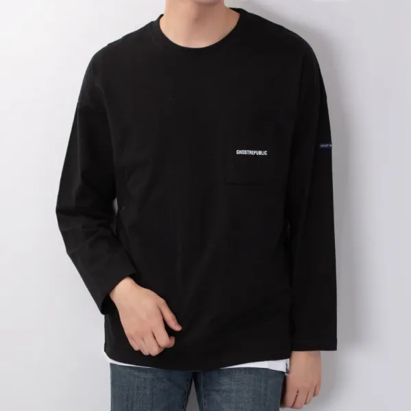 고스트리퍼블릭 포켓 오버핏 캐주얼 긴팔 티셔츠 GLT-946