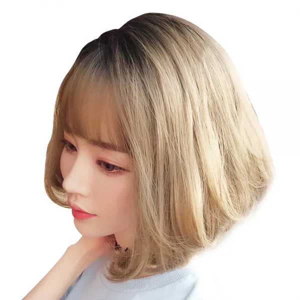 7월의황후 여성 단발 보브컷 전체 가발, 네츄럴 블론드, 1개