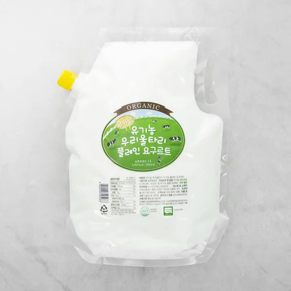 유기가공식품인증 우리울타리 플레인 요구르트 무가당, 2L, 1개