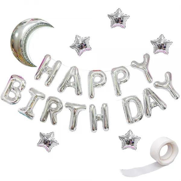 파티공구 달 별 생일 풍선 세트, 실버, 1세트