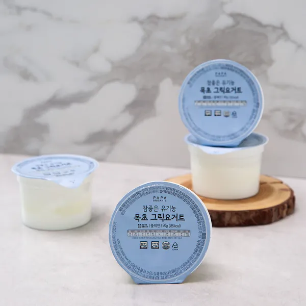 파파오가닉 참좋은 유기가공식품인증 목초 그릭요거트 무가당 플레인, 90g, 4개
