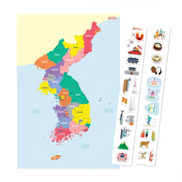 자석나라 자석이 붙는 한국 지도 40 x 60 cm, 1개, 24피스