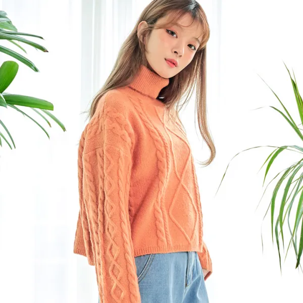 반에이크 오 여성용 도톰 터틀넥 니트
