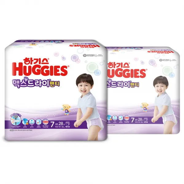 하기스 NEW 맥스드라이 팬티형 기저귀 남아용 특점보형 7단계(19~24kg), 56매