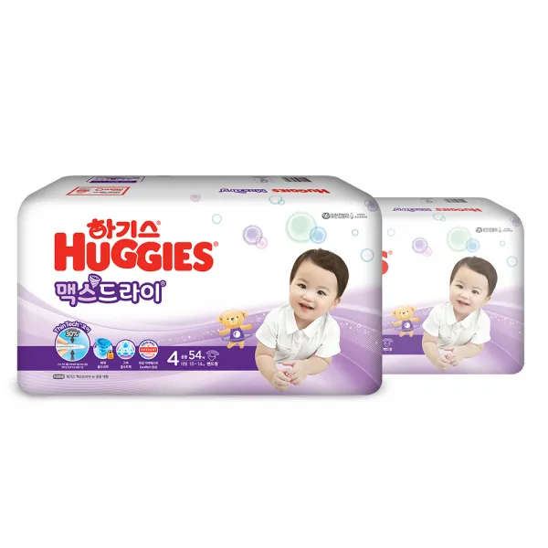 하기스 NEW 맥스드라이 밴드형 기저귀 남녀공용 대형 4단계(10~14kg), 108매
