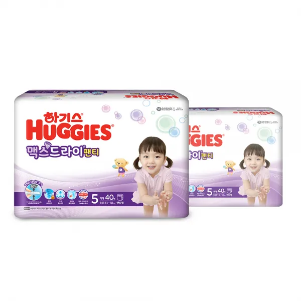하기스 NEW 맥스드라이 팬티형 기저귀 여아용 특대형 5단계(13~18kg), 80매