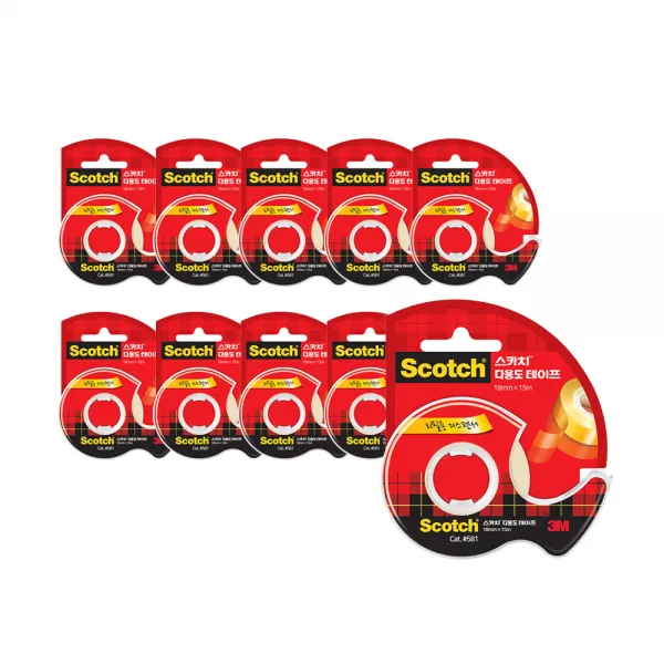 스카치 3M 다용도 셀로판테이프 디스펜서 581 18 mm x 15 m, 10개