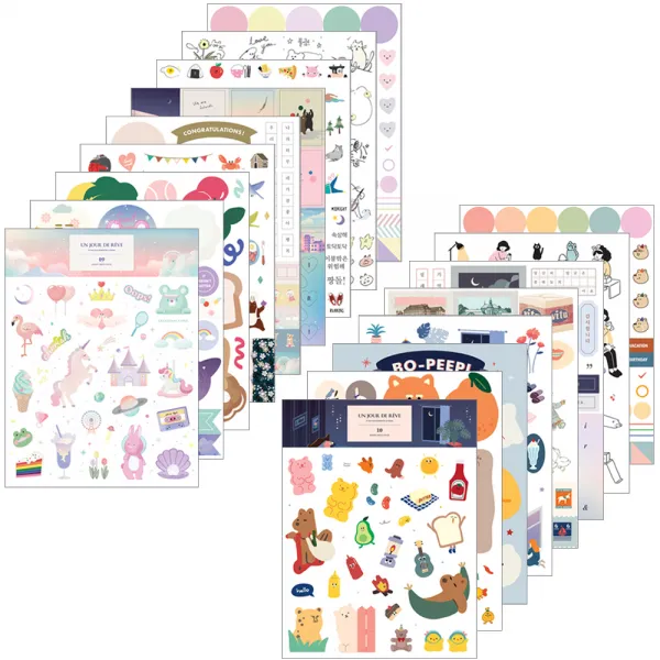 아이코닉 다이어리 데코팩 V.10 x 9종 + V.9 x 9종 세트, 혼합색상, 1세트