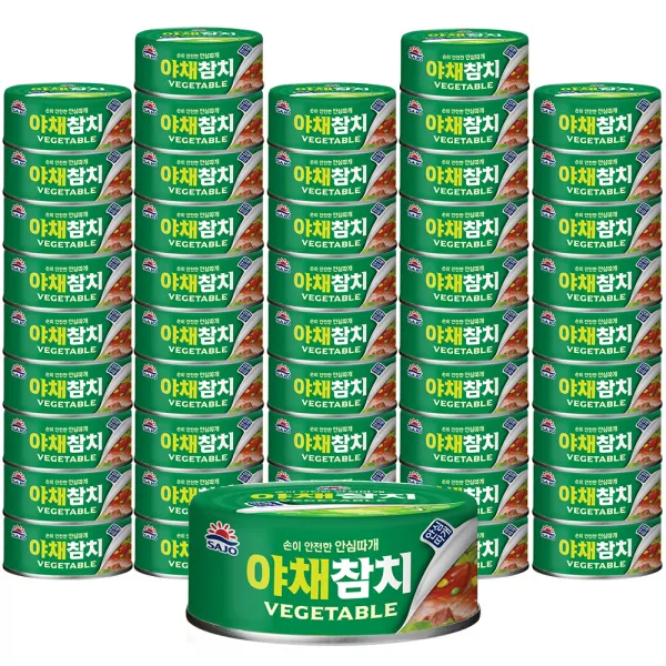 사조 야채참치 안심따개 통조림, 100g, 48개