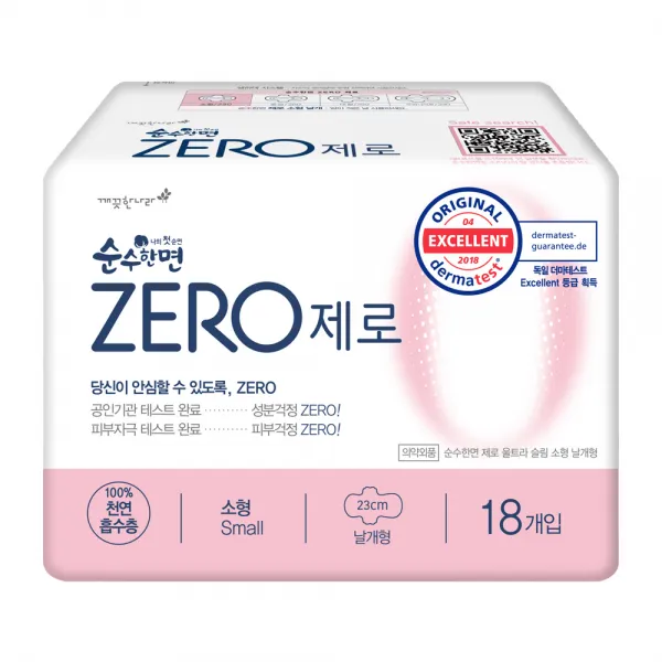 순수한면 제로 소형 생리대 날개형, 18개입, 1팩
