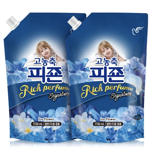 피죤 리치퍼퓸 시그니처 섬유유연제 아이스플라워 리필 1.7l 2개