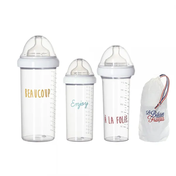 비브롱 젖병 360ml + 210ml x 2p + 젖꼭지 S + M 2p 세트, S(6개월 미만), M(6개월 이상), BEAUCOUP